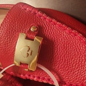 Kate Sprade Red Leather Loafers with Gold Accents Size 6